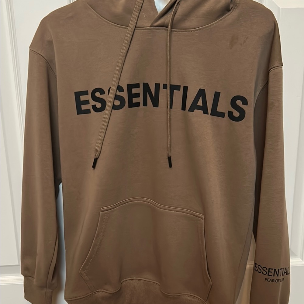 Essentials Tan Sweatshirt with Relaxed Fit and Logo